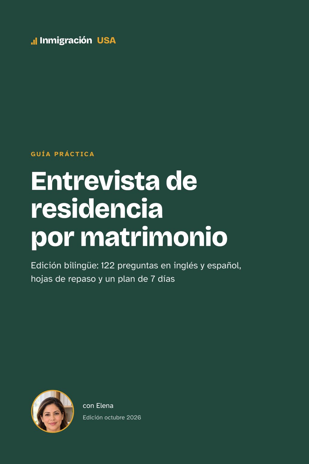 Portada de la guía Entrevista de residencia por matrimonio, de Inmigración USA